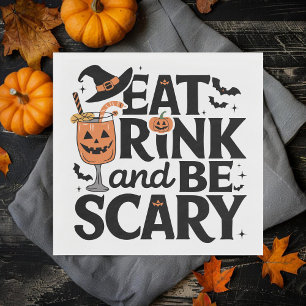 Serviette En Papier Mangez Boire Et Soyez Effrayant Halloween Party