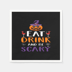 Serviette En Papier Mangez Boire Et Soyez Effrayant Halloween Sorcière