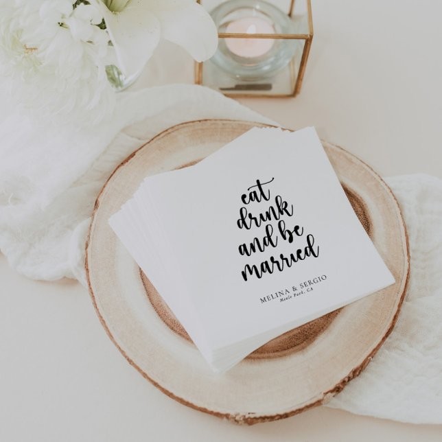 Serviette En Papier Mangez Boire et soyez marié Mariage (Créateur téléchargé)
