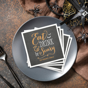 Serviette En Papier Mangez Boire Soyez Effrayant Halloween Party Napki