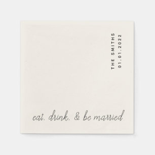 Serviette En Papier Mangez, Buvez, Et Soyez Marié Cocktail Mariage Ser