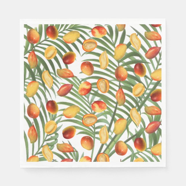 Serviette En Papier Mango vintage et verdure Motif de fruits d'été (Devant)