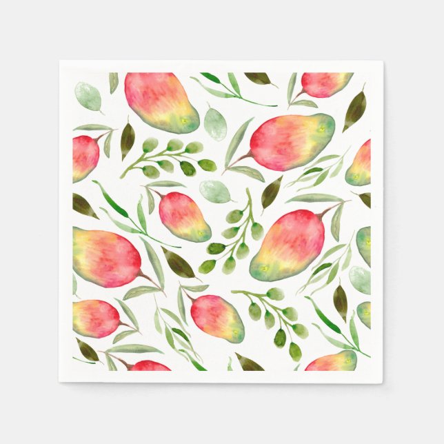 Serviette En Papier Mangues aquarelles | Motif | Fruit (Devant)