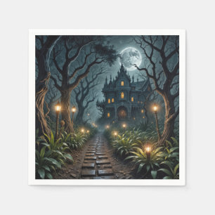 Serviette En Papier Manoir Halloween ensorcelé au clair de lune