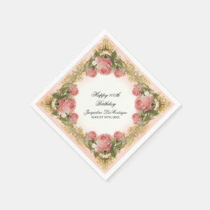 Serviette En Papier Manoir Rose Vintage Parisien Fête d'Anniversaire