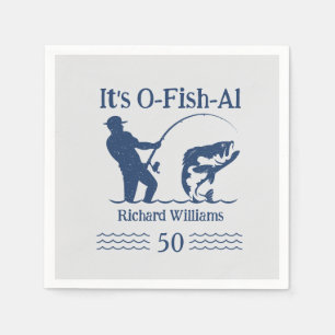 Serviette En Papier Man's It's Ofish Fisherman 50ème anniversaire