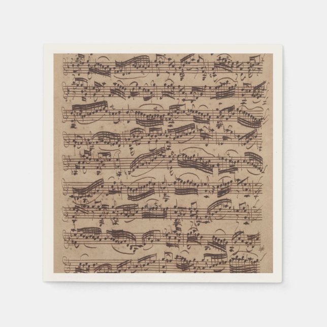 Serviette En Papier Manuscrit Bach Musique Feuille Antique (Devant)