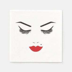 Serviette En Papier Maquillage Beauté Visage Cils & Lèvres Rouges Salo