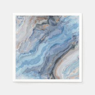 Serviette En Papier Marbre Bleu avec Noir Or Joli Décor