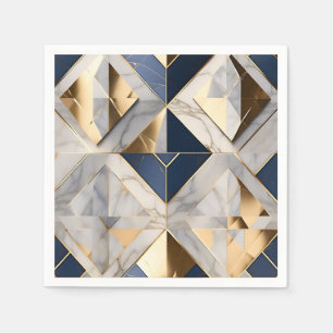 Serviette En Papier Marbre Bleu Et Gris De Luxe Avec Or