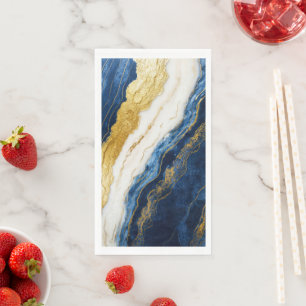 Serviette En Papier Marbre bleu marine de luxe et feuille d'or