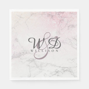 Serviette En Papier Marbre Couple personnalisé avec détails de parties