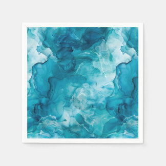 Serviette En Papier Marbre d'agate turquoise aqua Découpage abstrait