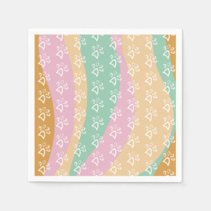 Serviette En Papier Marbre Empreinte de patte rétro Super