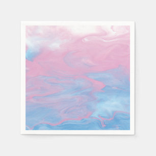 Serviette En Papier marbre rose et bleu