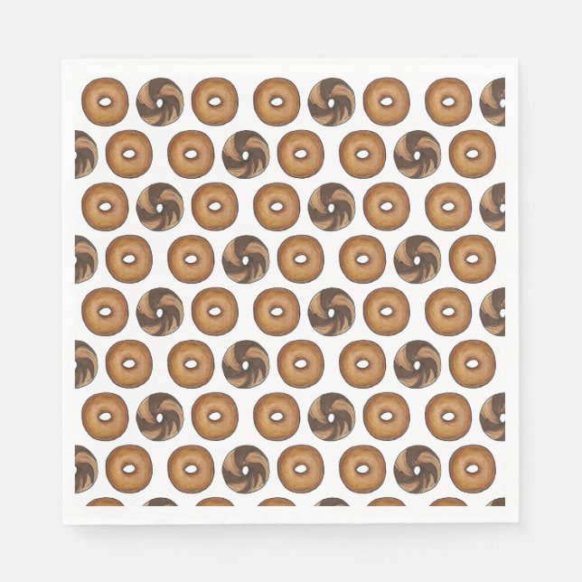 Serviette En Papier Marbre Rye Plaque Bagels Petit Déjeuner Brunch NYC (Devant)