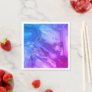 Serviette En Papier Marbre Violet Exotique