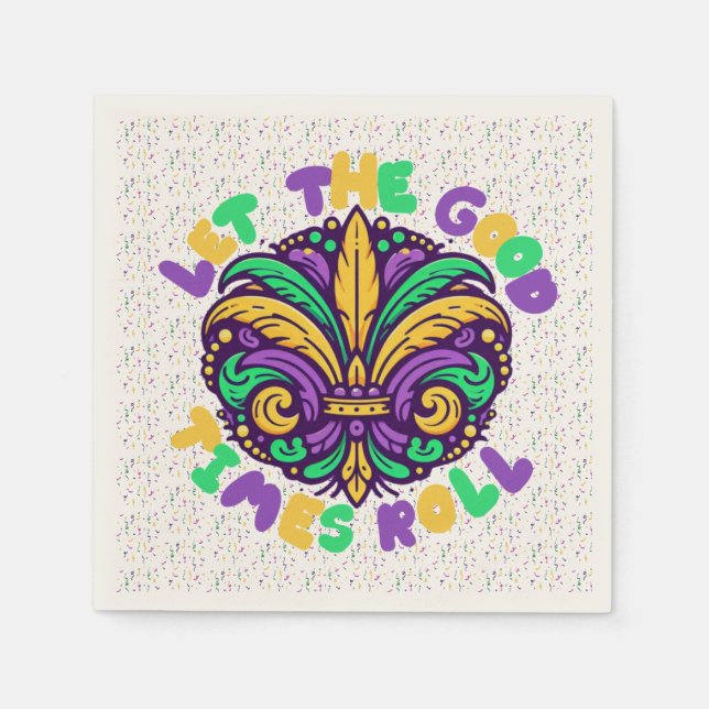 Serviette En Papier Mardi Gras Laissez rouler les bons moments (Devant)
