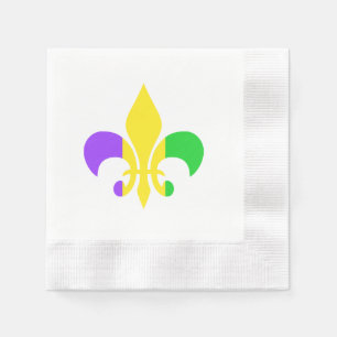 Serviette En Papier Mardi Gras vert jaune violet fleur de lis