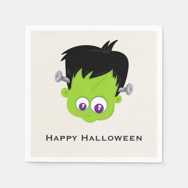 Serviette En Papier Mare Green Frankenstein Monster face Halloween (Devant)