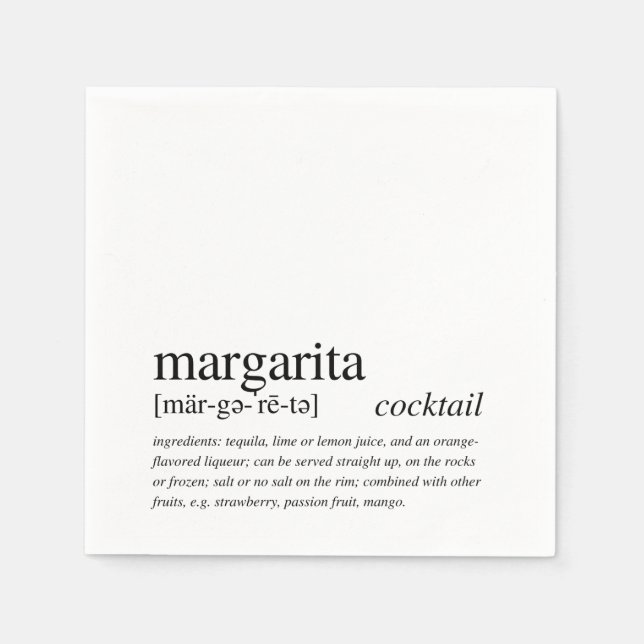 Serviette En Papier Margarita Cocktail Citation moderne Typographie no (Devant)
