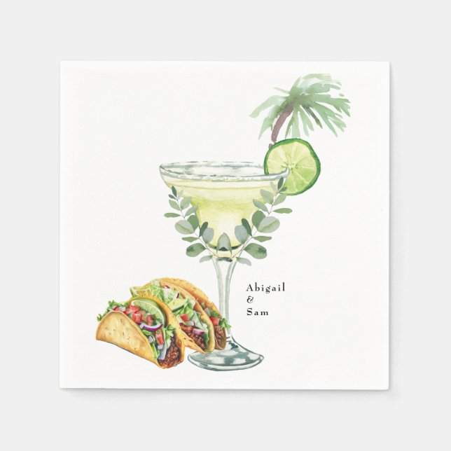 Serviette En Papier Margaritas & Tacos Wedding shower tropical (Devant)