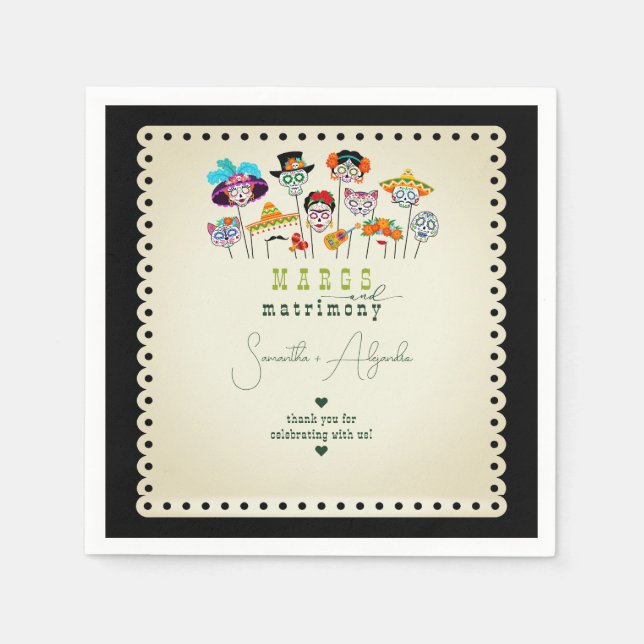 Serviette En Papier Margs & Mariage Mexicaine Fiesta Couples Douche (Devant)