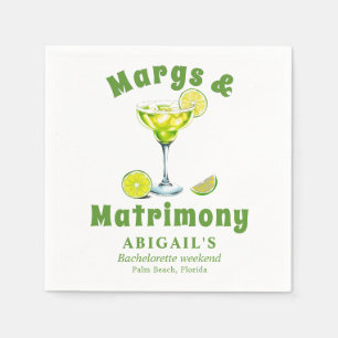 Serviette En Papier Margs & Matrimony cocktail chaux vert bachelorette