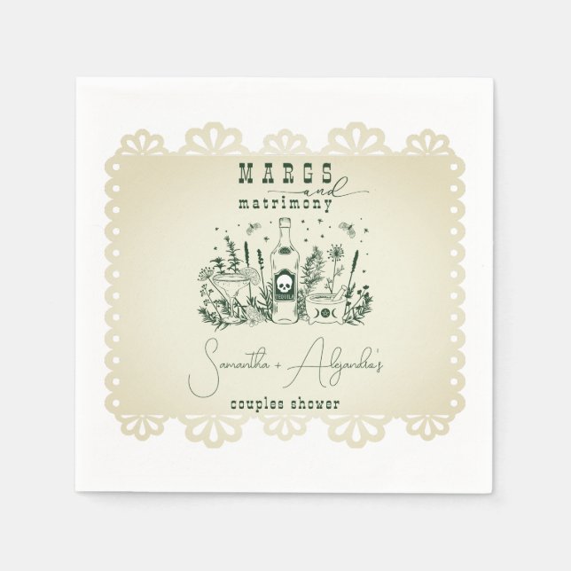 Serviette En Papier Margs Matrimony Crâne Mexicaine Fiesta Couple Douc (Devant)