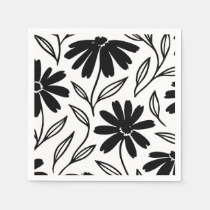 Serviette En Papier Marguerites à l'encre noire Baby Shower Bohème
