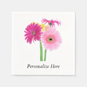 Serviette En Papier Marguerites roses