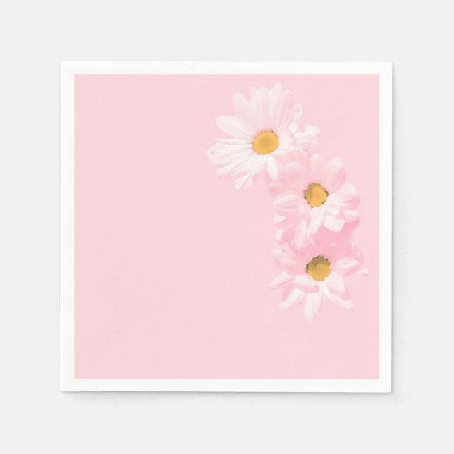 Serviette En Papier Marguerites sur un arrière - plan rose (Devant)
