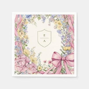 Serviette En Papier Mariage à cadre floral vintage
