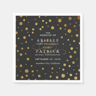 Serviette En Papier Mariage à huile en or et en noir Confetti