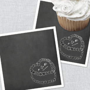 Serviette En Papier Mariage à la craie sur tableau noir de gâteau vint