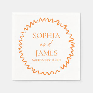 Serviette En Papier Mariage à la frontière ondulée Citrus Orange Fanta