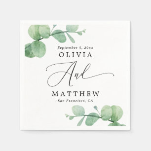 Serviette En Papier Mariage à l'eucalyptus   Cocktail de jardin verdoy
