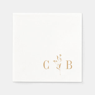 Serviette En Papier Mariage à l'initiale de monogramme en or blanc bot