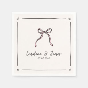 Serviette En Papier Mariage à mâchoires roses dessinées à la main