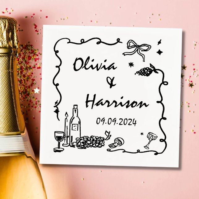 Serviette En Papier Mariage à main noire lunaire (Créateur téléchargé)