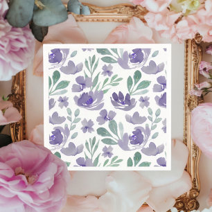 Serviette En Papier Mariage à motif floral violet Boho