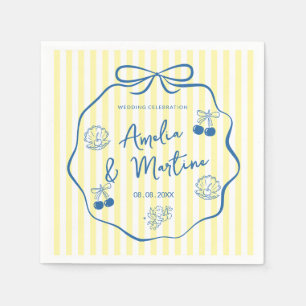 Serviette En Papier Mariage à ruban italian doodle jaune fantaisiste