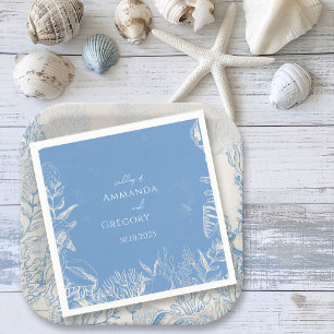 Serviette En Papier Mariage à thème Blue Toile Ocean