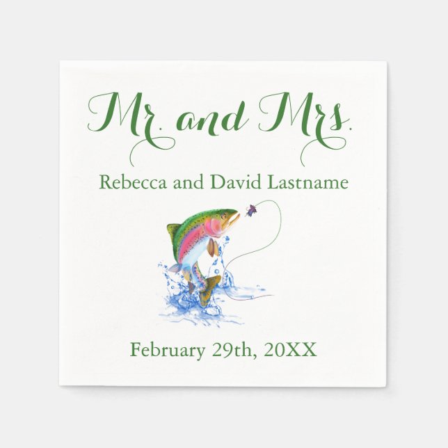 Serviette En Papier Mariage à thème de truite de pêche (Devant)
