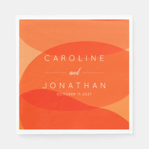 Serviette En Papier Mariage Abstrait Chic Orange Personnalisé Contempo