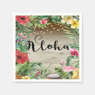 Serviette En Papier Mariage Aloha Tropical Bois Floral Feuilles et Lum