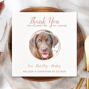 Serviette En Papier Mariage animal moderne Rose Gold Chien Merci photo