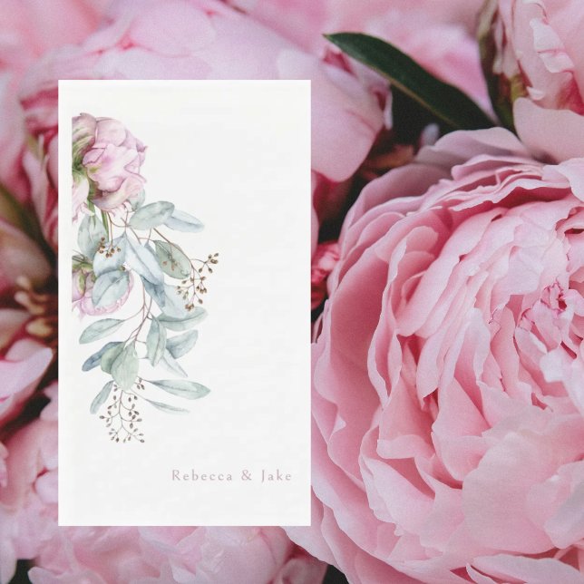 Serviette En Papier Mariage Aquarelle Pink Peonies (Créateur téléchargé)