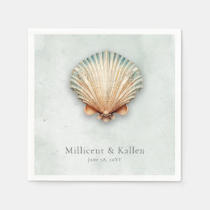 Serviette En Papier Mariage aquatique moderne Coastal Seashell