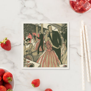Serviette En Papier Mariage Art Déco Vintage, Première Danse des Jeune